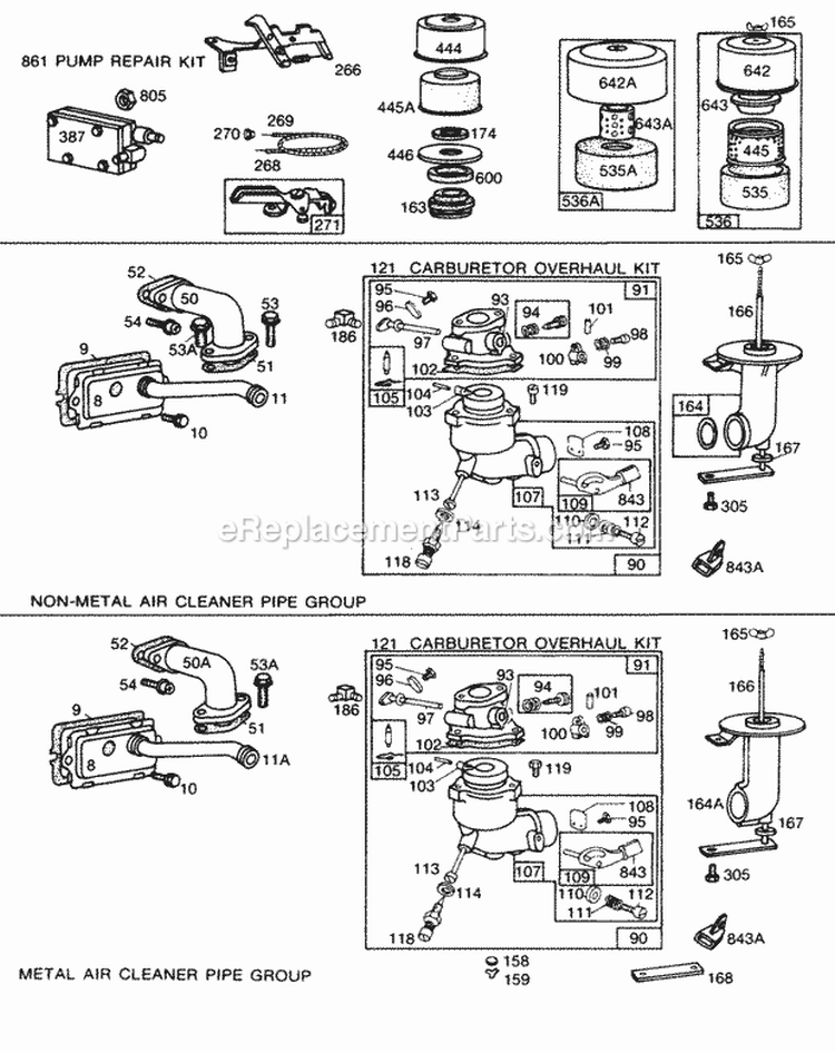 (2) Carburetor Assemblies Diagram and Parts List for 170402-1730-99  Briggs and Stratton Engine